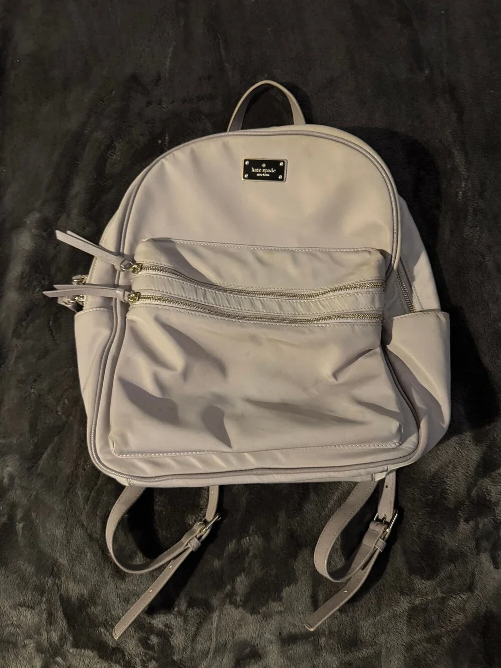 Kate Spade Light Beige Nylon Backpack Adjustable Strap